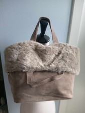 Grande Borsa in pelle camoscio Baldinini tortora con eco pelliccia scamosciata p