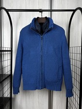 Fay Blue knitted wool bomber