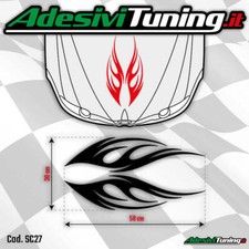 Adesivo Grafica Cofano Fiamme Tribale Intagliata Nero Opaco