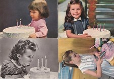 # BAMBINI E TORTE DI COMPLEANNO - anni '50 - '60 (4 cartoline)