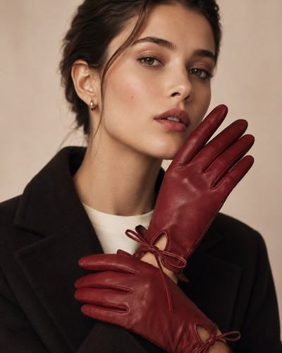 Guanti zara pelle rosso - guanti,