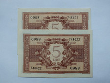 REGNO. VITT.EMANUELE III LUOGOTENENZA UMBERTO COPPIA/ 5 LIRE ELMATA 1944 FDS
