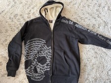 Felpa con cappuccio Shady Ltd uomo media nera full zip sherpa foderata teschio grafica