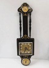 Orologio vintage da parete in legno con termometro, barometro e igrometro