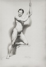 Ludwig Thiersch (1825-1909) Uomo Atto Nudo Maschile Disegno 1859
