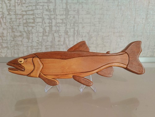 Pesce legno intarsiato a - pesce,