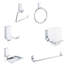 KIT COMPLETO 6 ACCESSORI BAGNO ASTA SAPONE WC GANCIO PORTA ASCIUGAMANO 03906