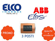 PLACCA VETRO 3 POSTI COLORE ARANCIO TOPAZIO SATINATO ABB ELOS