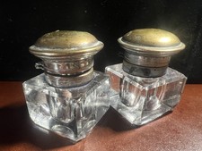 Vintage Desk Metal Lid Glass