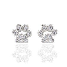9K White Gold CZ Dog Paw