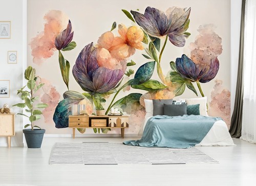 Carta parati fiori - carta,