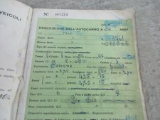 LIBRETTO DI CIRCOLAZIONE FIAT 500 CASSONE ANNO 1955