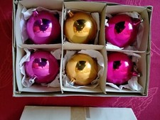 6 Antiche Palline In Vetro Per Albero Di Natale Addobbi Vintage anni 70   