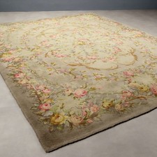 Tappeto Aubusson Cotone Lana Nodo Grosso Francia 345 x 265 cm Originale