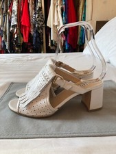 FRATELLI ROSSETTI LUSSO MULES PELLE WHITE GOLD FRANGE ORIGINAL 38,5 EUR 8,5 US