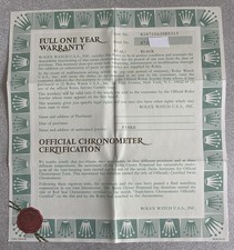 Guarantee Rolex GMT Master II 16710 Garanzia Warranty 1993