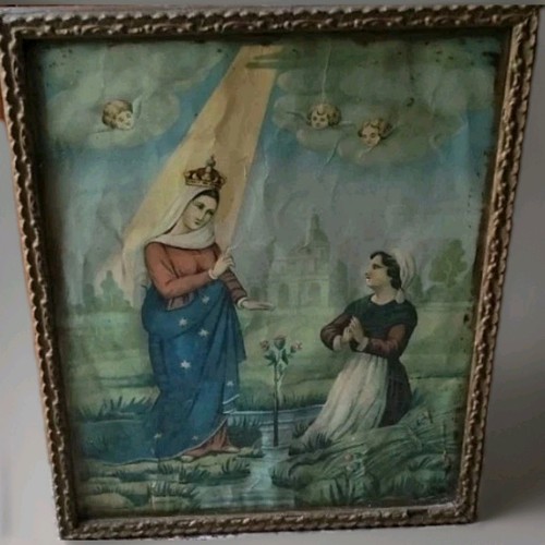 Antica oleografia madonna del - oleografia,