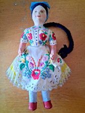 BAMBOLA VINTAGE EUROPEA UNGHERESE VESTITO RICAMATO H 29 CM VEDI FOTO