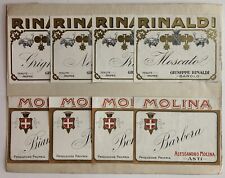 vintage pubblicità ETICHETTE anteguerra RINALDI MOLINA ASTI BAROLO  VINO 20s