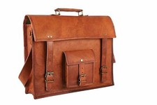 15, borsa a tracolla in pelle marrone vintage da uomo messenger laptop valige...