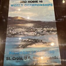 Poster vintage 1980 Hobie gatto a vela catamarano barca a vela St. Croix USVI 23"x16"