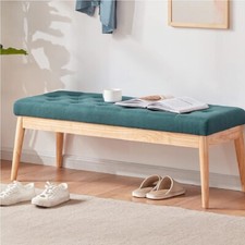 Panchina Hotel Legno e Tessuto Chester 108x40cm Ingresso Camera da Letto Verde