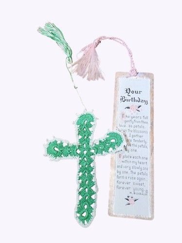 Handmade crochet green cross - crochet,