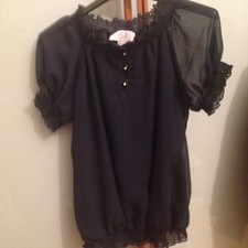 Maglia maglietta elegante blu con bottoncini cristalli JCT Anni 11-12