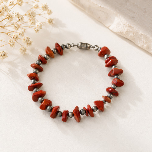 Bracciale perle diaspro rosso