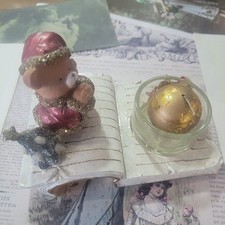 N55) Orsetto Porta Candela Decorazione Natalizia Decorata a Mano Vintage