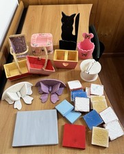 Lotto Materiale Découpage Pittura Hobby Legno Gesso Vetro