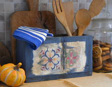 Cassa Scatola in Legno stile Antico Porta Piante Mestoli Fioriera Vintage Shabby