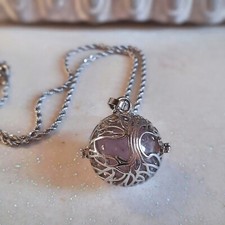 Collana GRAVIDANZA ॐ Ciondolo CHIAMA ANGELI con sfera (2 cm) ॐ ametista naturale