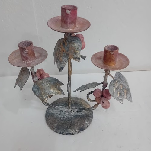 Candelabro fiamme metallo - 3,