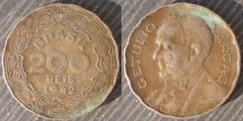 Brazil 200 reis 1942 dr - reis,