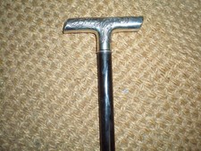 Antico abito bastone/bastone da passeggio argento continentale T-Bar disegno floreale