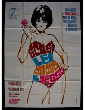 manifesto SCUSI LEI CONOSCE IL SESSO mondo movie vittorio de sisti cervi A309