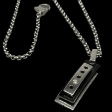 Collana uomo firmata Makuti piastra color nera argento sportiva diamante 0,01kt