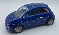 FIAT 500 MODELLINO AUTO  BLU CON STELLINE BIANCHE 8X4X3,5 cm IN PLASTICA