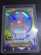 Topps Chrome 2025 Spongebob Mary Auto Susan Boyajian 25° anniversario