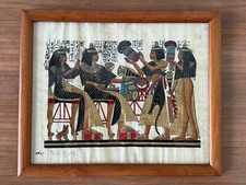 PAPIRO EGIZIANO DIPINTO A MANO FIRMATO CON CORNICE IN LEGNO