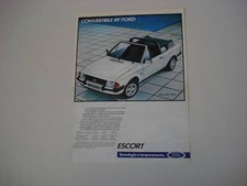 advertising Pubblicità 1985 FORD ESCORT CABRIOLET