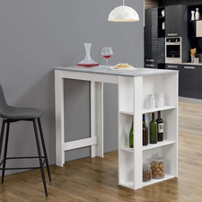 Bancone Tavolo Alto Da Bar 120 X 60 X 105,5 Cm Penisola Cucina Con 3 Ripiani - B