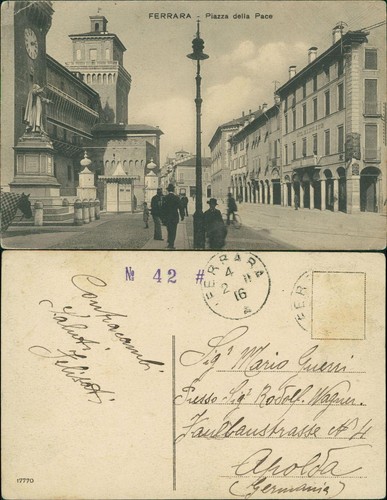 Cartolina ferrara piazza della - cartolina,
