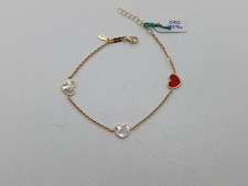 BRACCIALE DONNA IN ORO GIALLO 18KT CON CUORI MADREPERLA E CORALLO 2,1 GR. (7001)