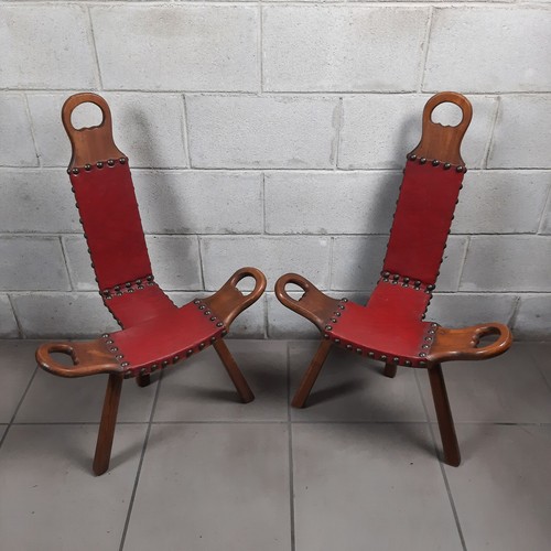 Sedie brutaliste legno pelle - sedie,