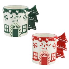 Tazza mug a casetta con manico ad albero di Natale 1 pezzo