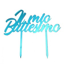 Cake Topper Il Mio Battesimo in Plexiglass Celeste – Decorazione Torta Battesimo