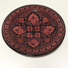 Piatto etnico in ceramica smaltato Marocco bordeaux viola