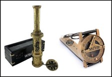 Telescopio nautico Dollond London in scatola e orologio da polso vintage bussola meridiana